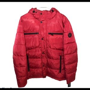 Kenneth Cole Red Puffer Zip Up Jacket